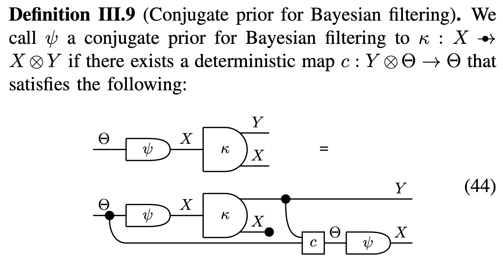 Conjugate prior for Bayesian filtering