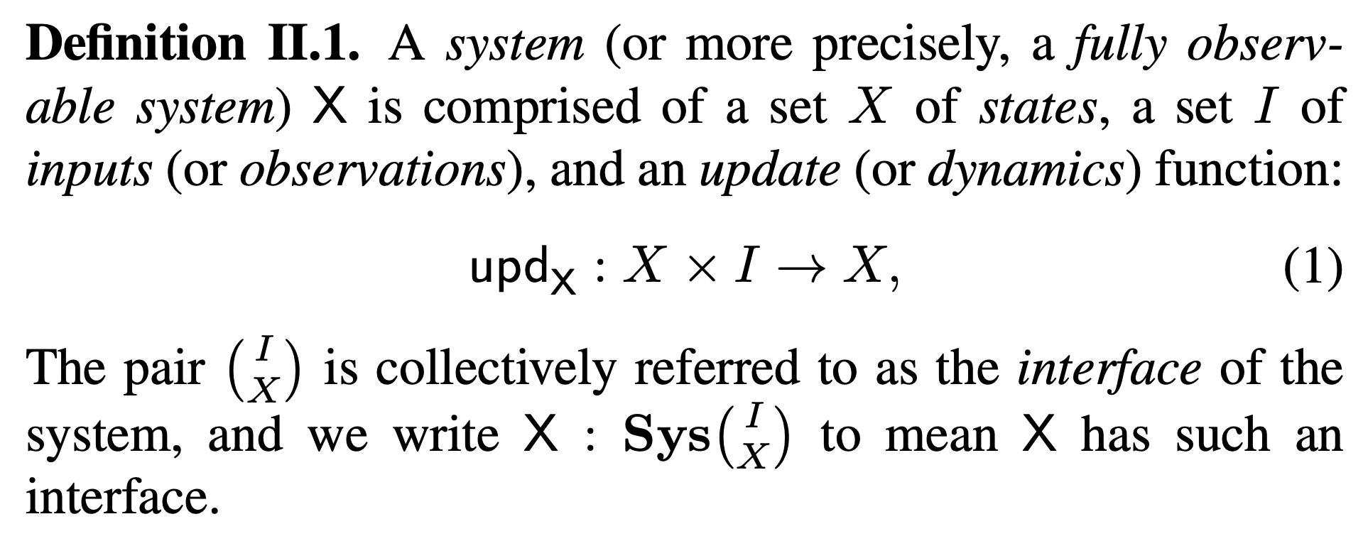 (Fully observable) Systems