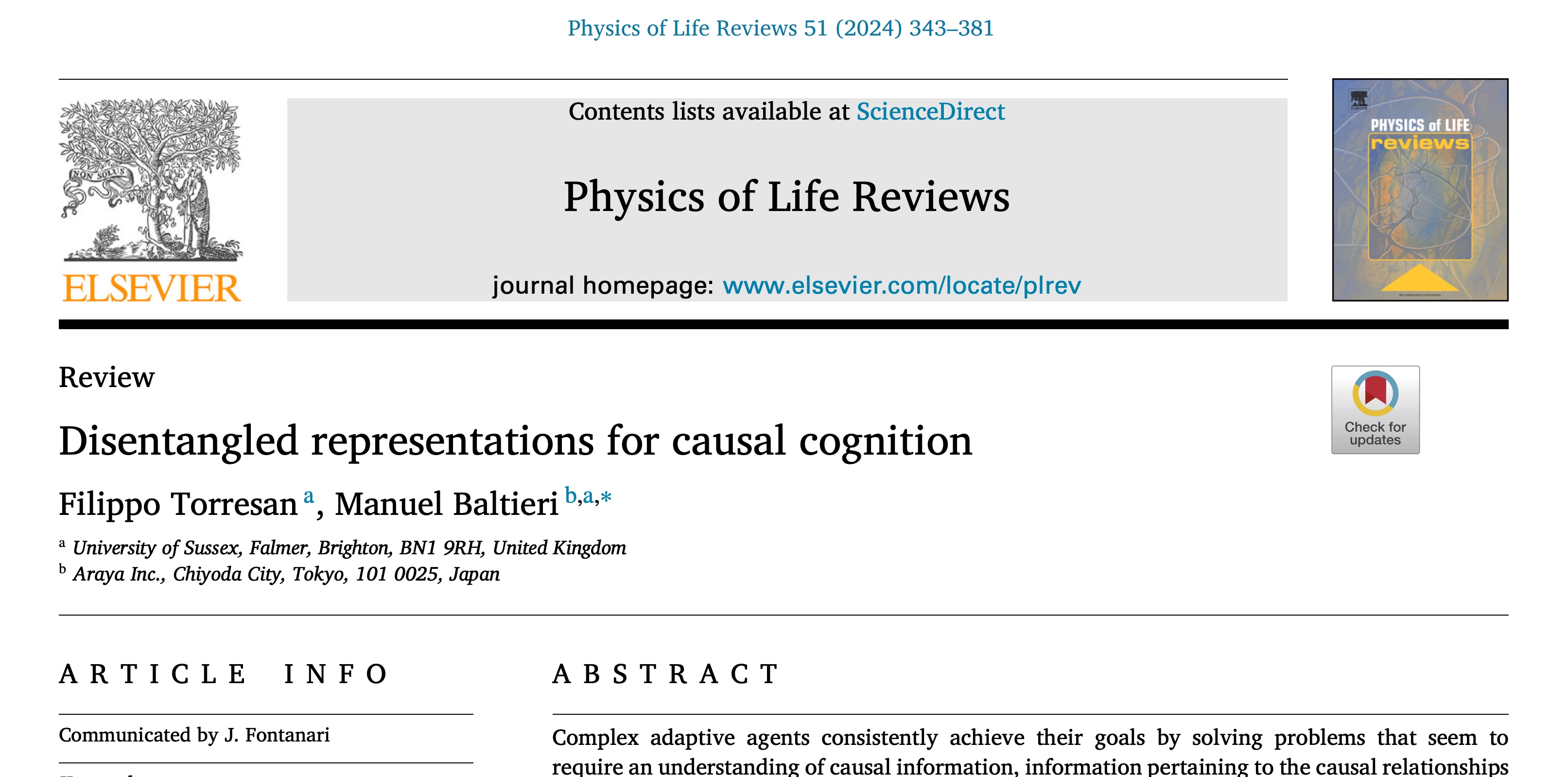 Work on disentanglement published in PoLR